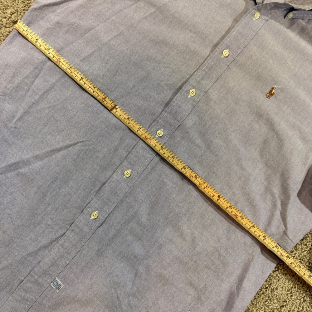 Ralph Lauren Button Down Shirt Mens 16.5-33 Lavender Fair Oxford Cotton Logo - Picture 6 of 8